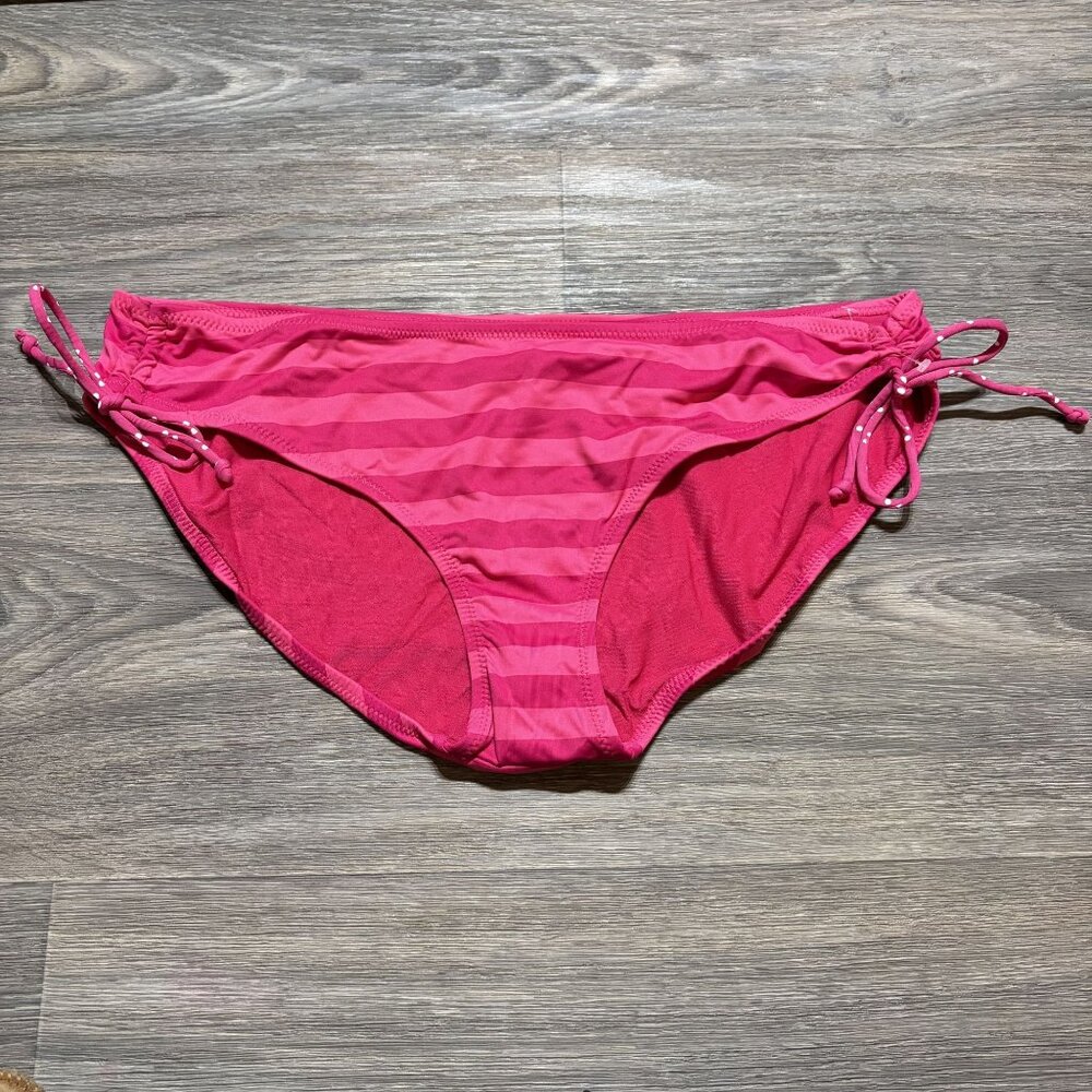 American Eagle Size XL Pink Striped Bikini Bottom Side Tie Swim Wear Preppy